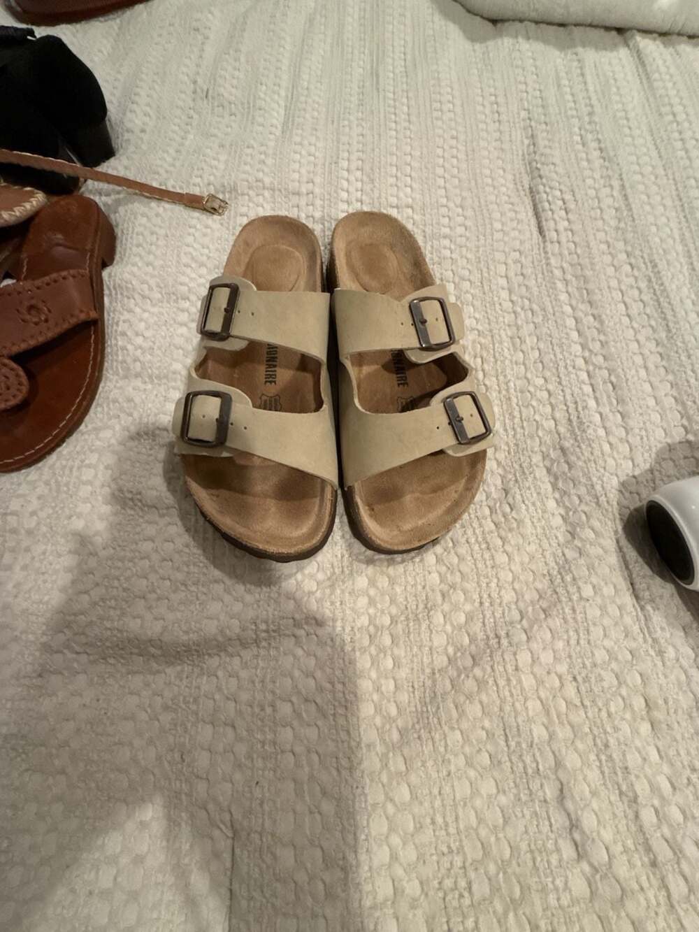 Cushionaire Women's Lane Cork Footbed Sandals Size 9M Stone